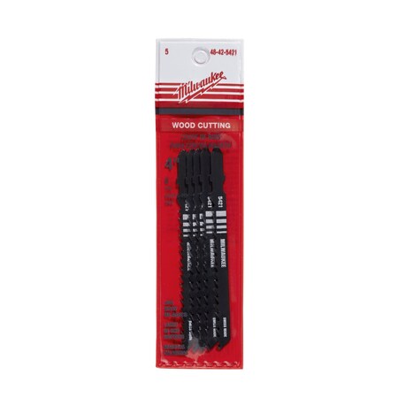 Milwaukee Tool 4 in. 6 TPI High-Carbon Steel Jig Saw Blade, 5PK 48-42-5421